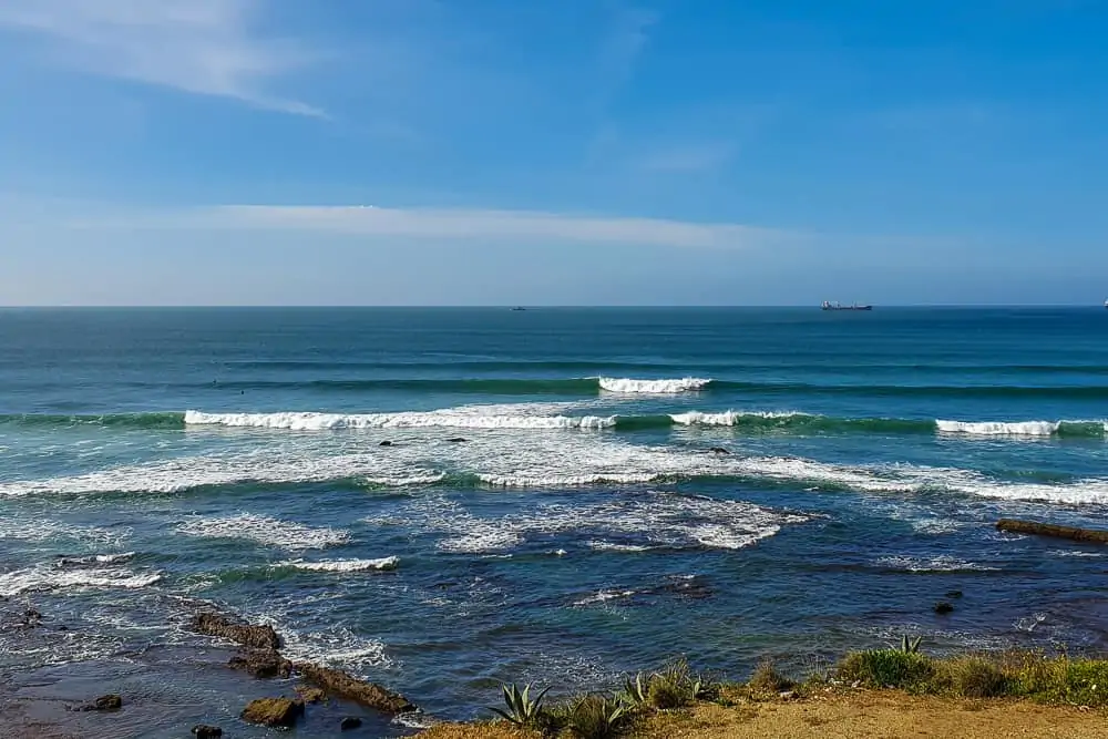 A-frame wave at the surf spot Bafureira in Sao Pedro do Estoril