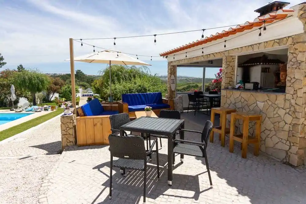 The bar area and outdoor kitchen